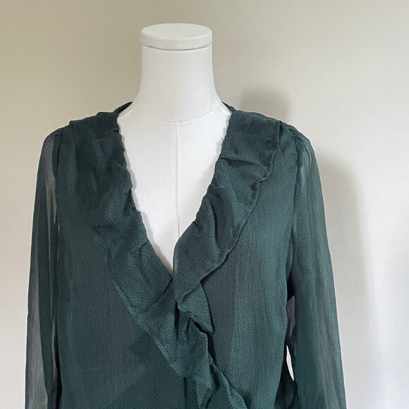 Abercrombie Fitch Large Chiffon Bodysuit Ruffle Coquette Romantic Forest Fairy - Picture 4 of 16